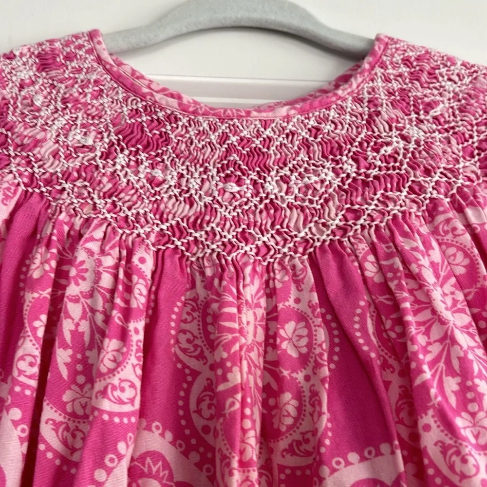 Marmellata Smocked Bohemian Print Pink Dress 4T - Picture 3 of 14